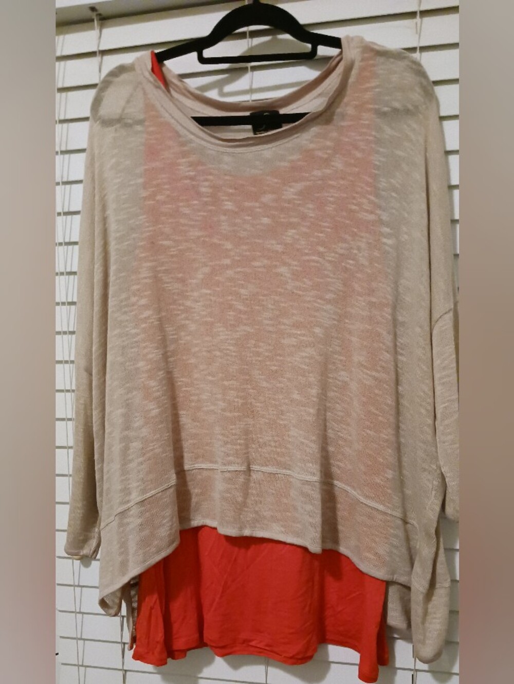 Serena Williams Beige Layered Pullover with Red Underlayer
